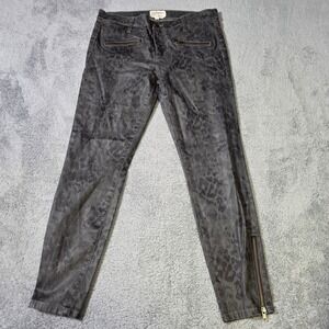 Current/Elliott Womens 31 The Soho Zip Stiletto Jeans Grey Leopard Print Cropped